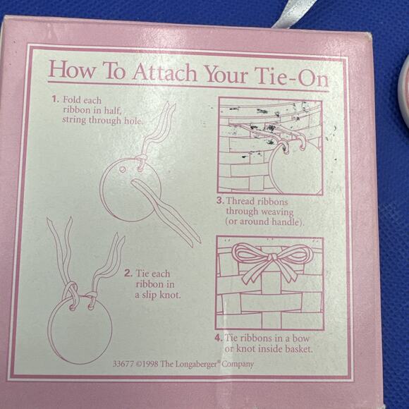 Longaberger 2000 Horizon of Hope Basket Tie On Breast Cancer Awareness Pink Rose - Picture 4 of 8